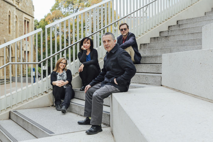 Composition academic staff, from left to right: Dr Katy Abbott Kvasnica, Dr Miriama Young, Professor Stuart Greenbaum, and Associate Professor Elliott Gyger. Image: Lauren Dunn